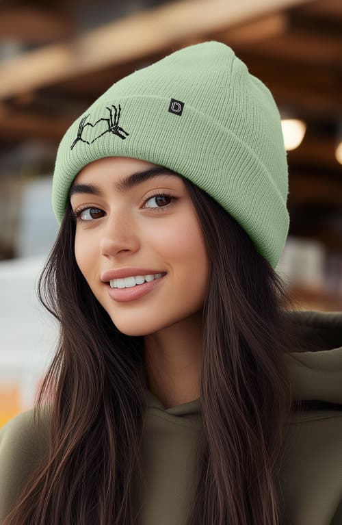 Dalix Heart Of Bones Beanie In Light Green
