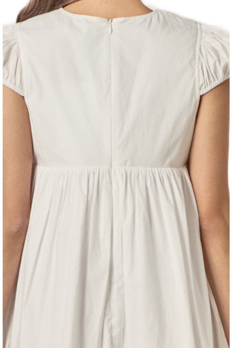 Faux Pearl Detail Scallop Hem Cotton Minidress, Alternate, color, WHITE