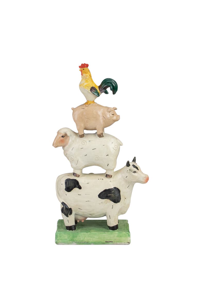Northlight 11.5" Stacked Farm Animals Outdoor Garden Statue, Main, color, Multi