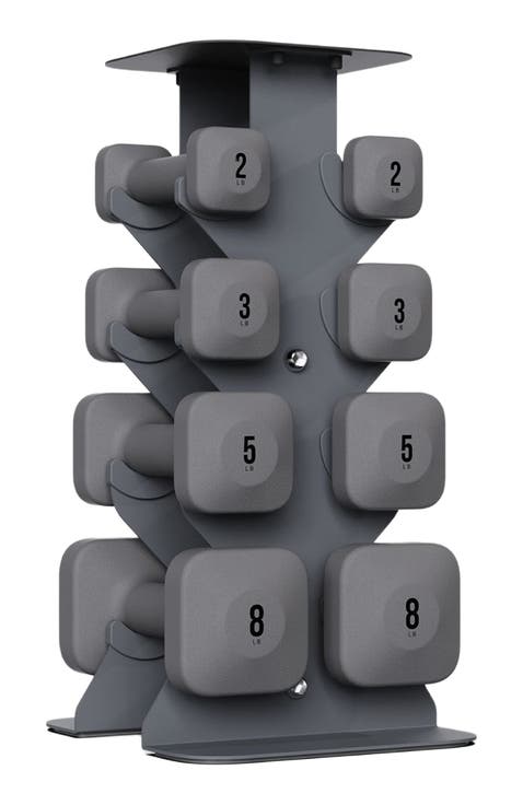 SafeGrip Dumbbells Lower Set with Dark Rack - 2, 3, 5, 8 lbs