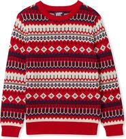 Lands' End Boys Intarsia Holiday Crewneck