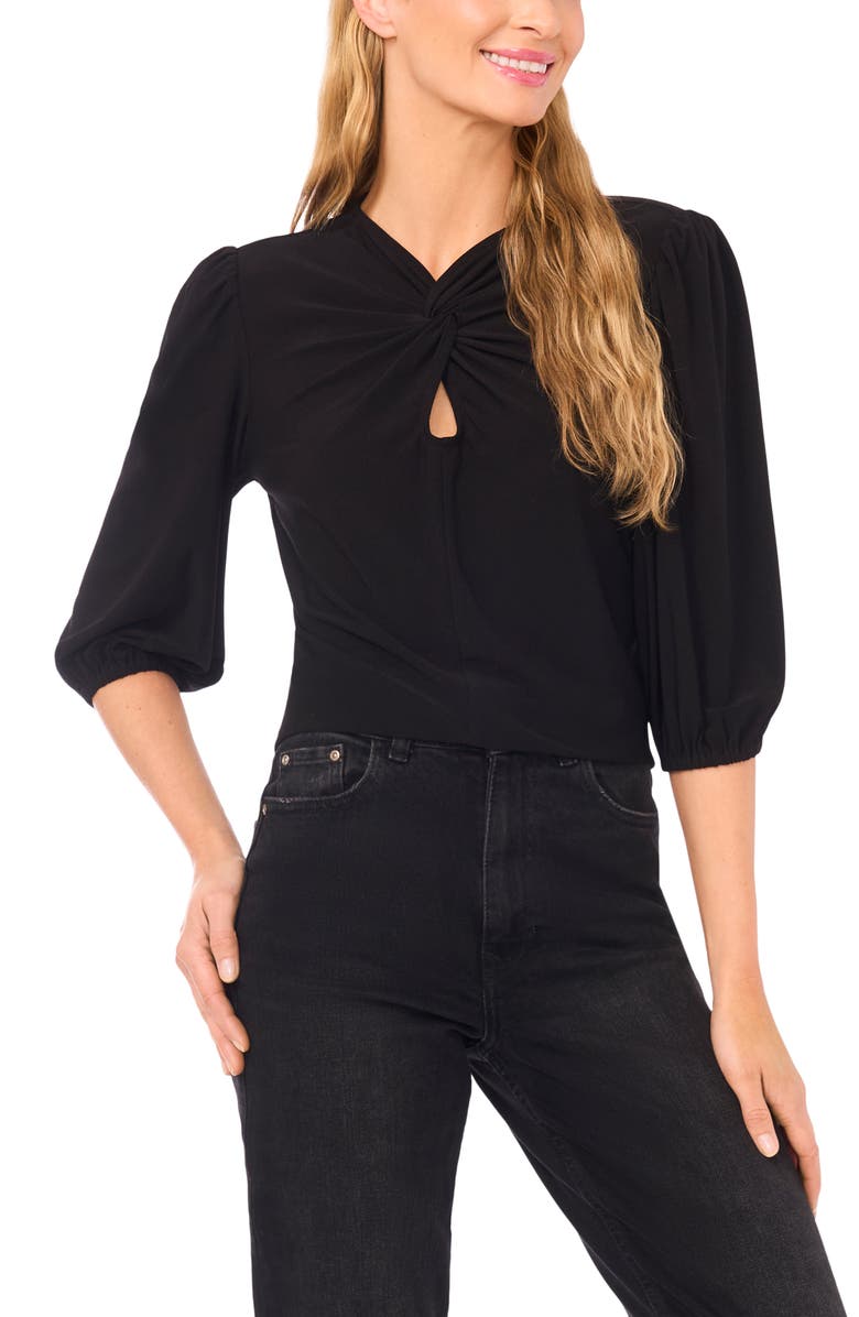 CeCe Twist Front Top, Main, color, Rich Black