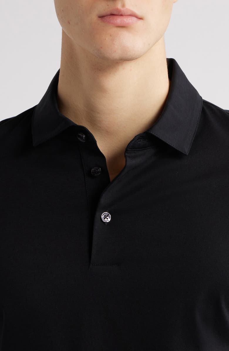BOSS Pleins Long Sleeve Polo, Alternate, color, Black
