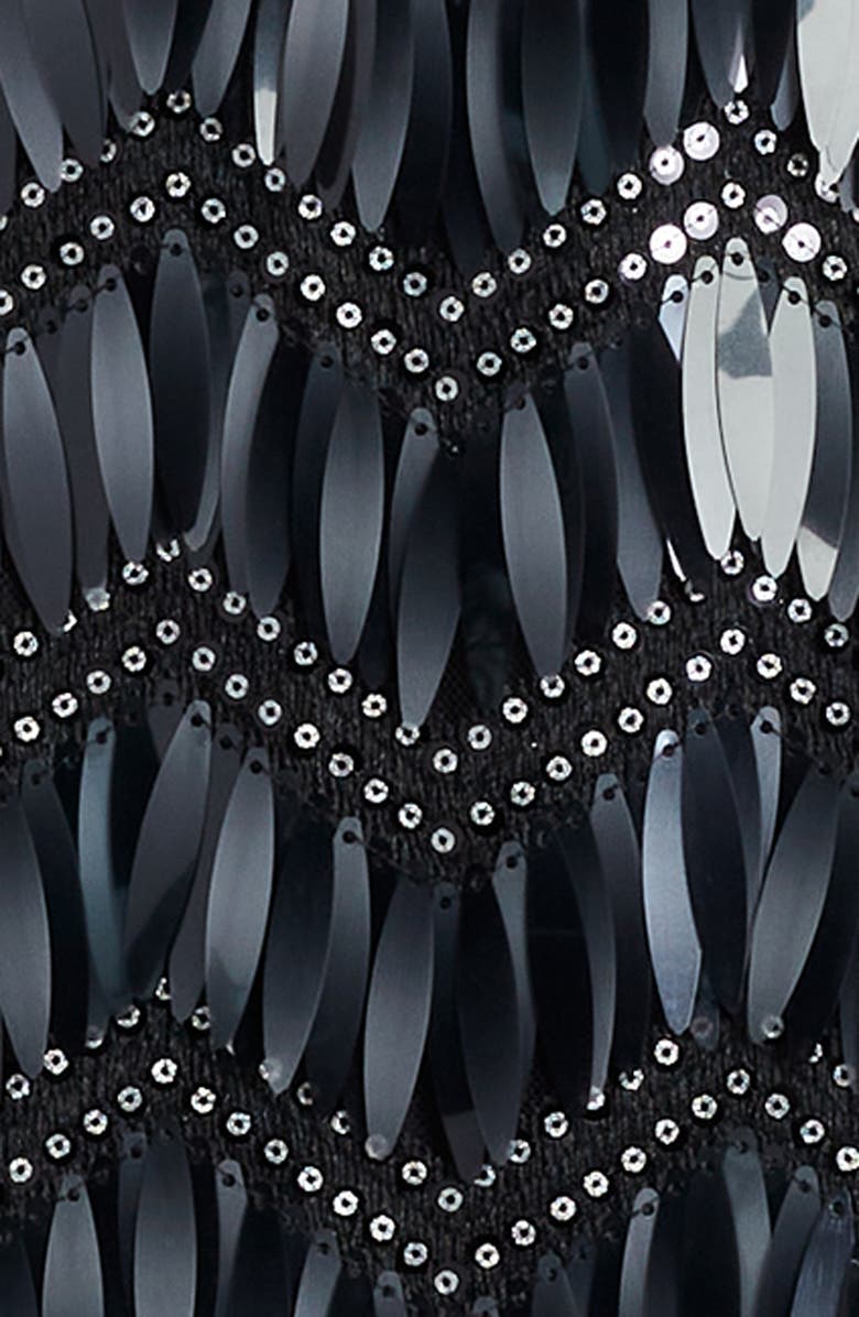 SHO by Tadashi Shoji Sequin Fringe Minidress, Alternate, color, Black Diamond