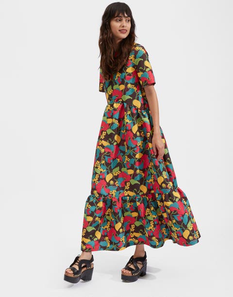 Belle Dress Vines Brown