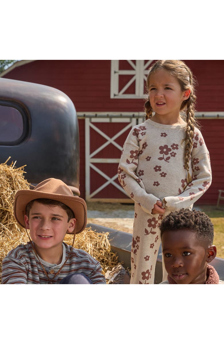 Modern Moments<sup>™</sup> by Gerber Jacquard Sweater Knit Top and Pant Set, Alternate, color, Nutmeg Flowers