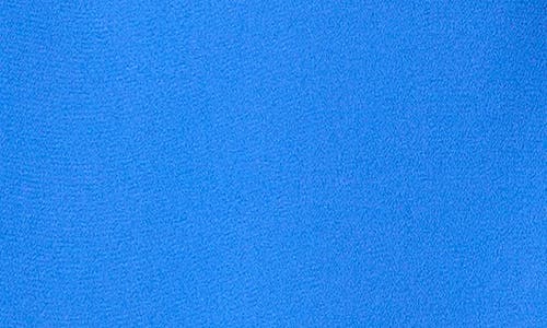 Cece Ruffle Detail Short Sleeve Georgette Button-up Shirt In Blue