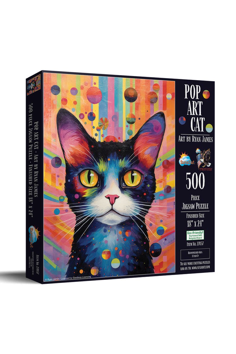 Pop Art Cat 500 piece Jigsaw Puzzle for Adults, Main, color, Multicolor