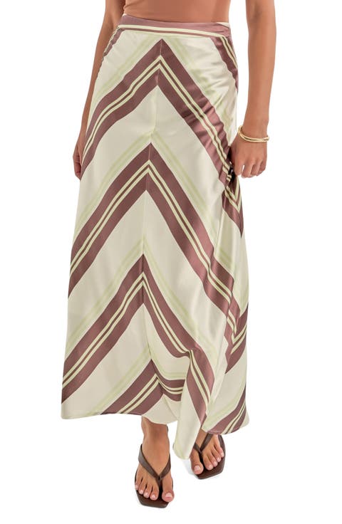Chevron Striped Maxi Skirt