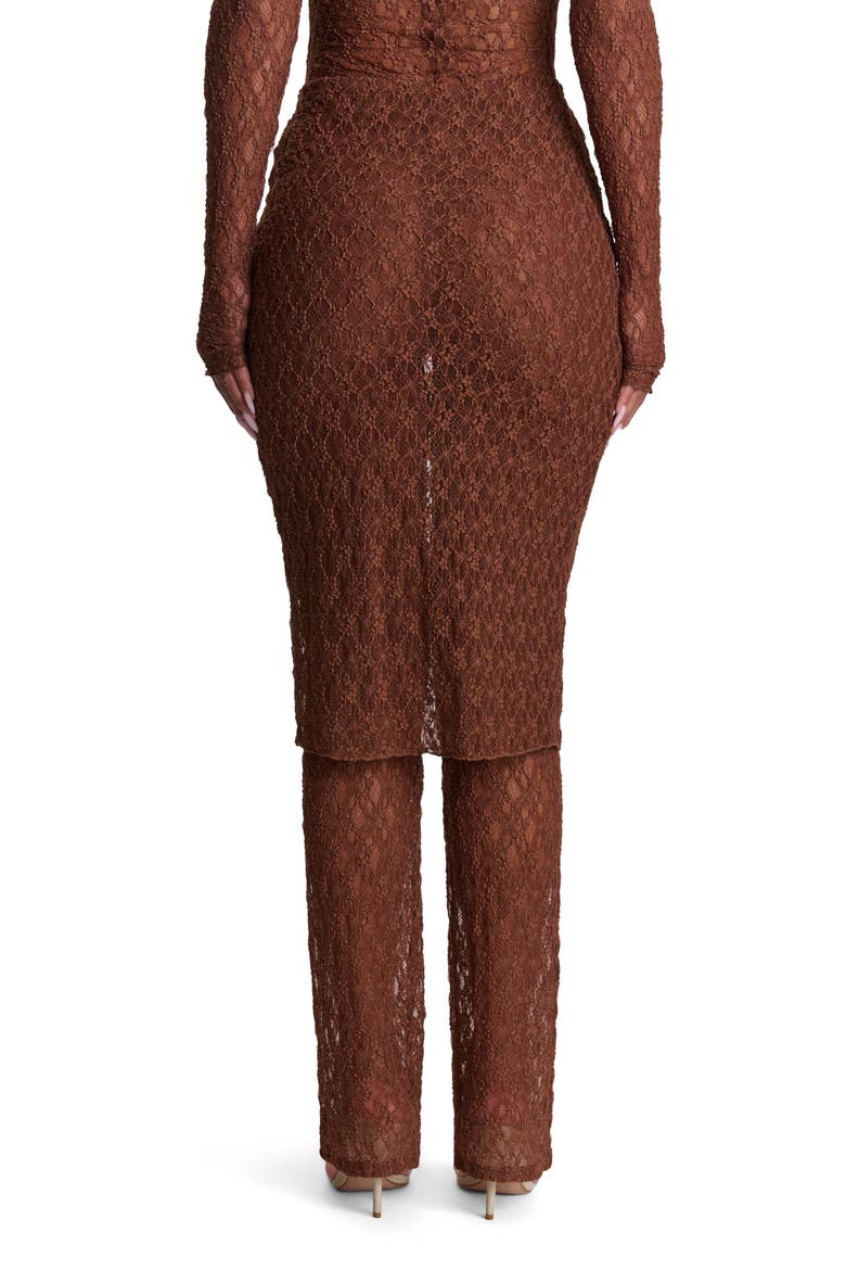 Stretch Lace Skirted Pants, Alternate, color, BROWN SUGAR