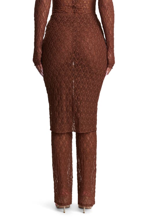 Naked Wardrobe Stretch Lace Skirted Pants In Brown
