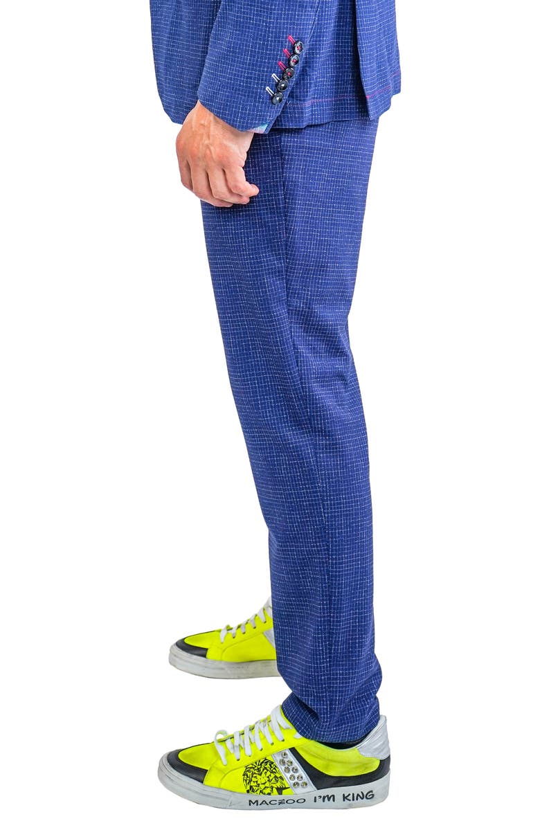 Maceoo Squared Blue Stretch Flat Front Pants, Alternate, color, Blue