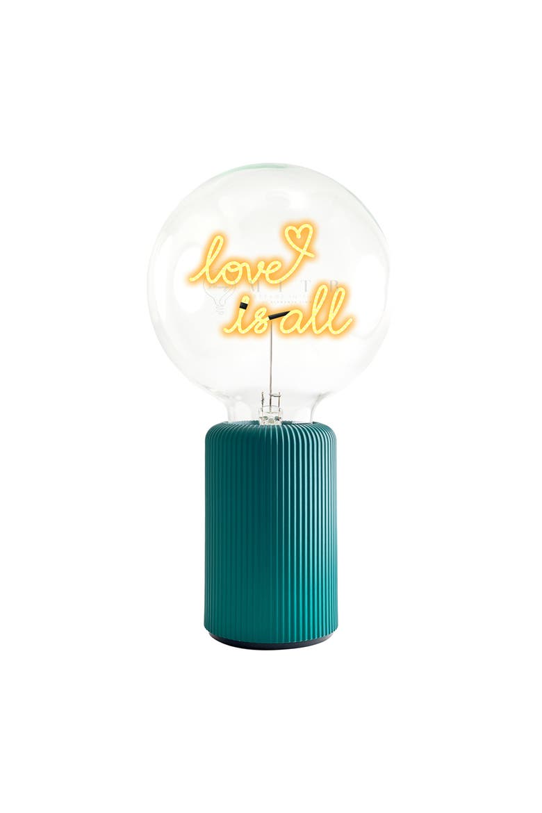 Love Is All Portable Table Lamp, Main, color, Emerald