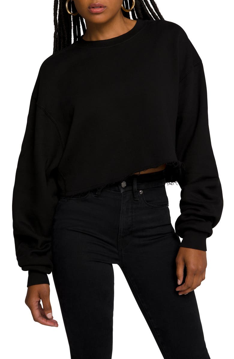 Good American Cool Crop Cotton Sweatshirt, Main, color, 