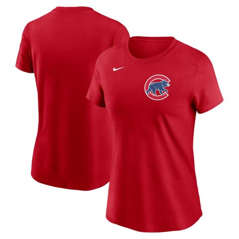 Women's Nike Red Chicago Cubs Wordmark T-Shirt