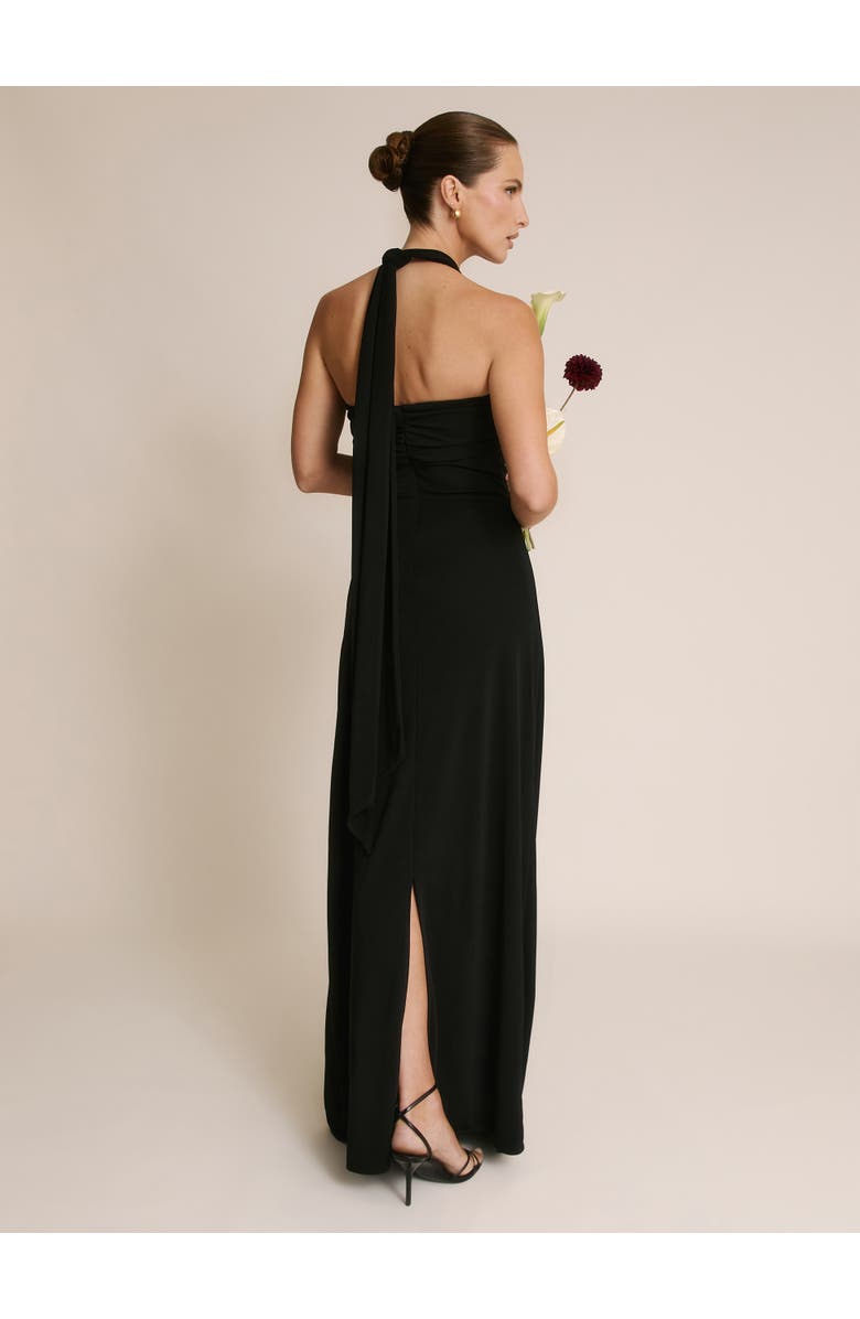 Six Stories Halter Neck Stretch Bridesmaid Dress, Alternate, color, Black