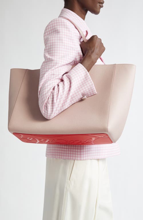 Christian Louboutin Cabata Small Studded Textured-leather Tote In Vintage Rose/gold