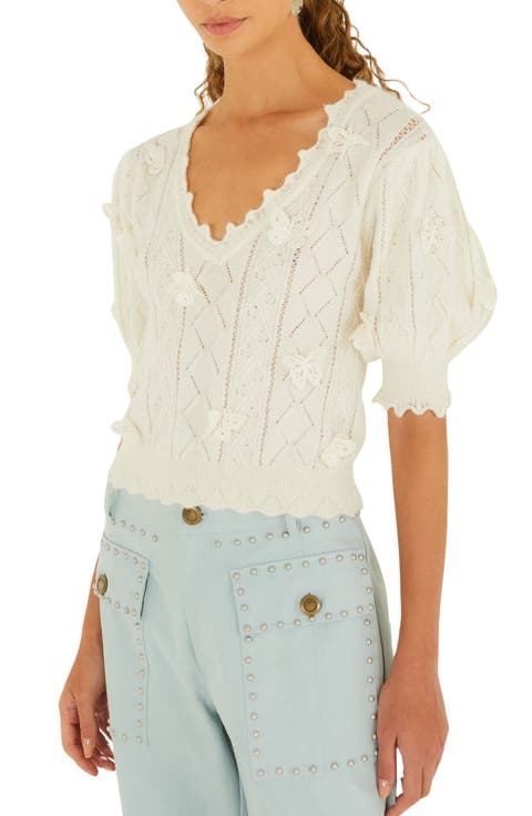 Richilieu Butterfly Appliqué Pointelle Sweater
