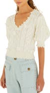 FARM Rio Richilieu Butterfly Appliqué Pointelle Sweater