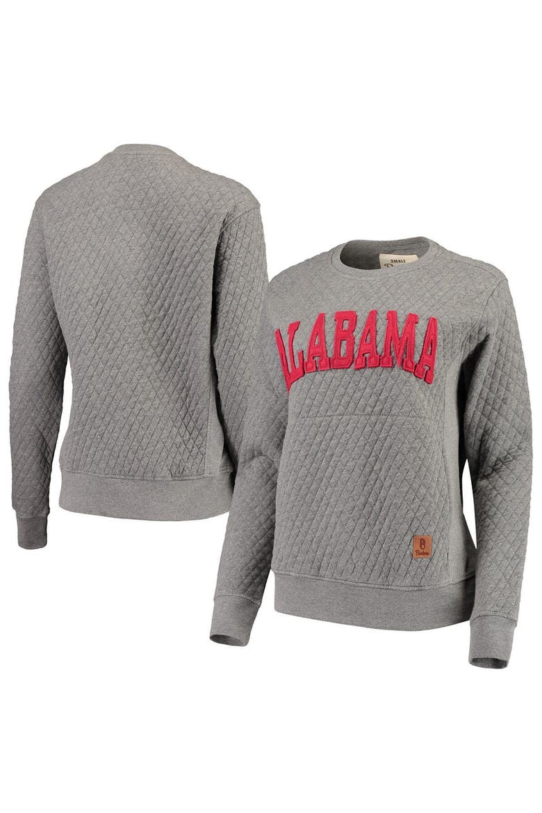 Women's Pressbox Heather Charcoal Alabama Crimson Tide Moose Quilted Pullover Sweatshirt, Main, color, Heather Gray