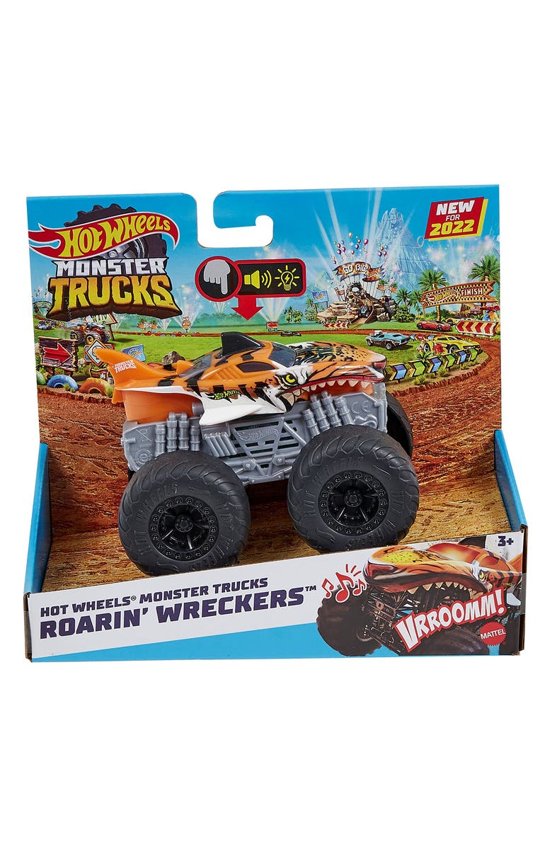 Mattel Hot Wheels<sup>®</sup> Monster Trucks Lights & Sounds Roarin' Wreckers Tiger Shark Truck, Main, color, 