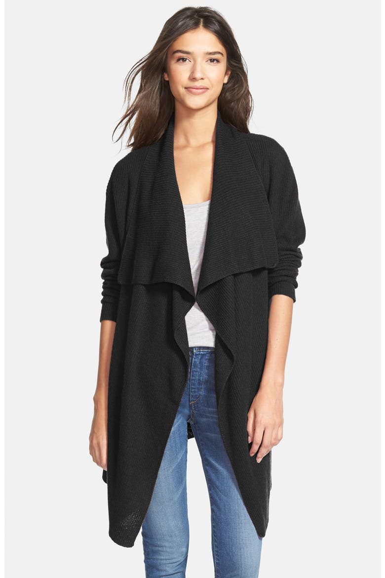 Drape Front Cardigan, Main, color, BLACK