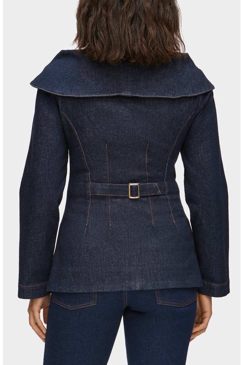 Elle Shawl Collar Denim Jacket, Alternate, color, INDIGO