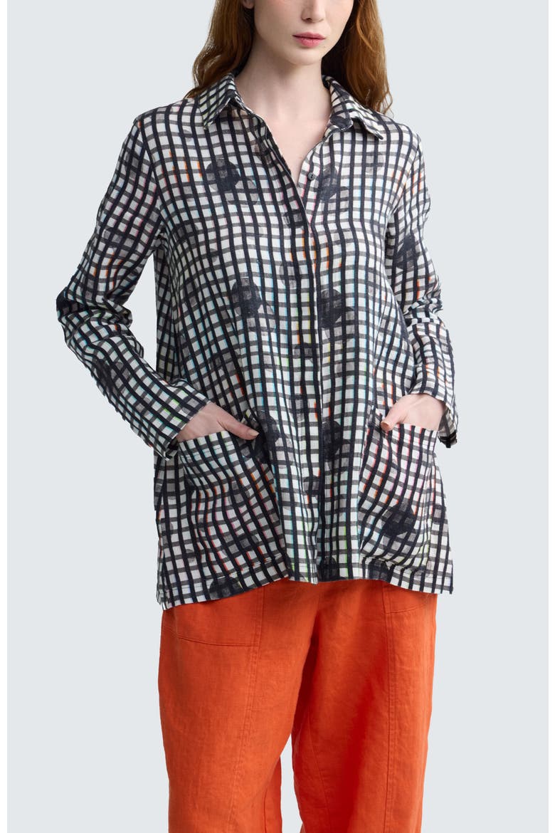 Brila Neon Print Linen Shirt, Alternate, color, Neon Black