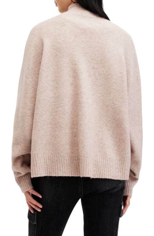 Shop Allsaints Asha Oversize Mock Neck Sweater In Pashmina Pink