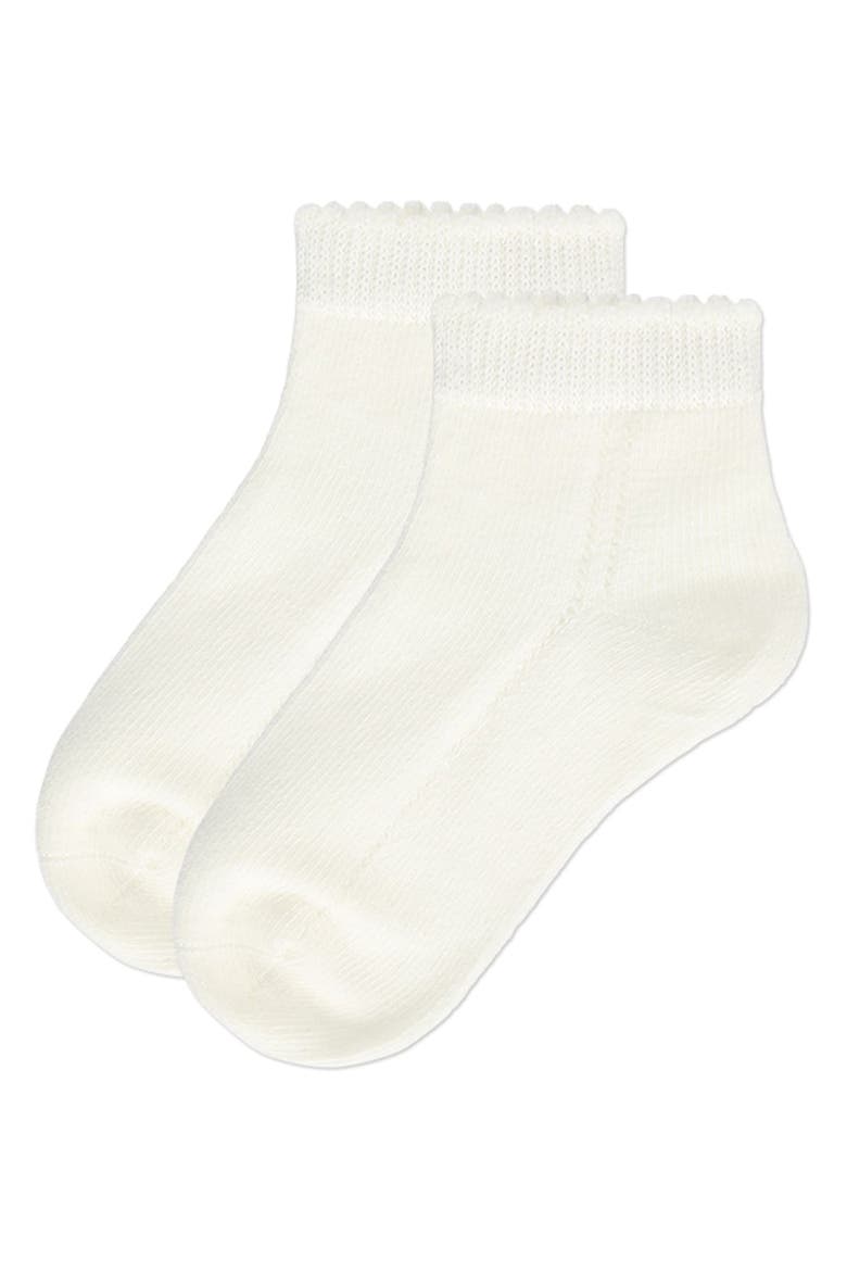 Open-Work Lettuce-Edge Ankle Sock, Alternate, color, Winter White