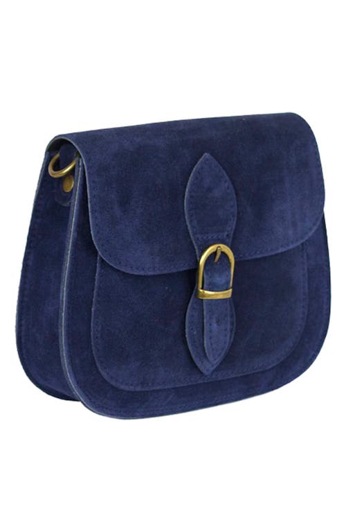 Persaman New York Annie Buckle Suede Crossbody Bag In Blue