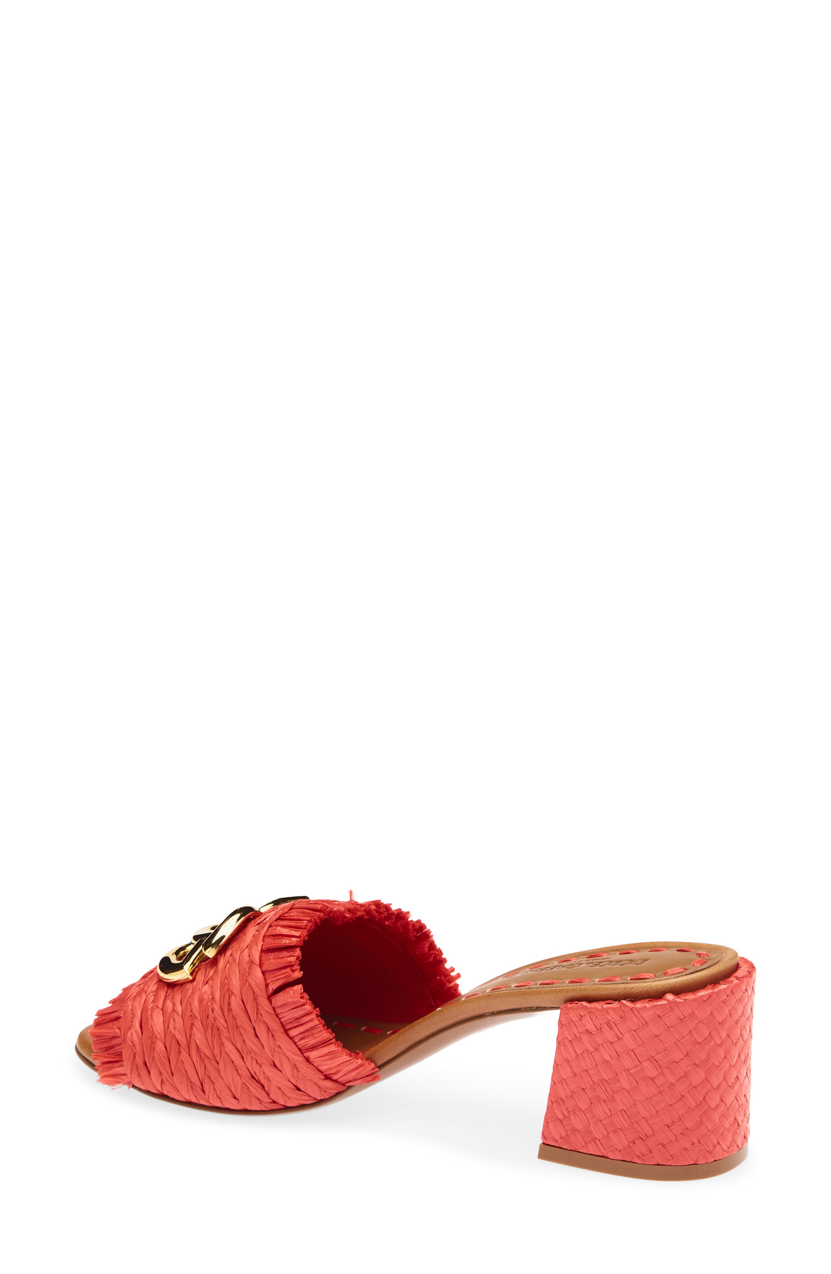 Raffia Fringe Slide Sandal, Alternate, color, 8L302 ROSSO/ SABBIA