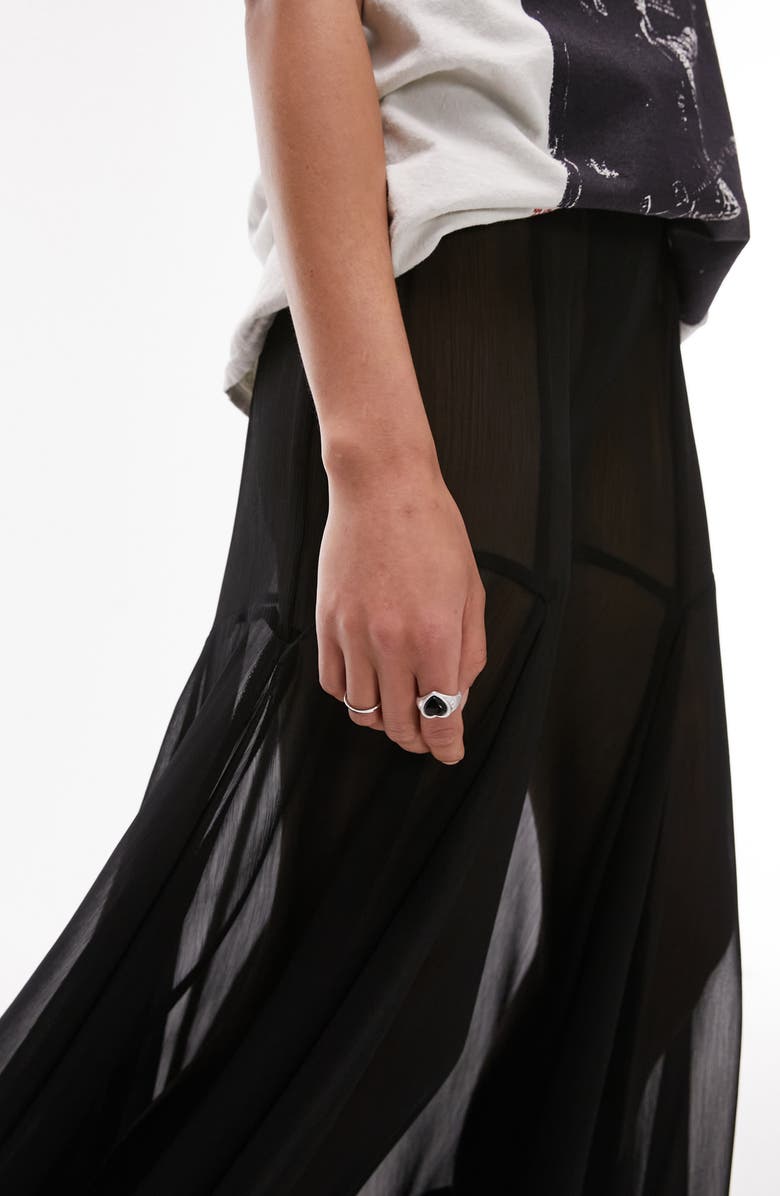 Topshop Godet Sheer Maxi Skirt, Alternate, color, 