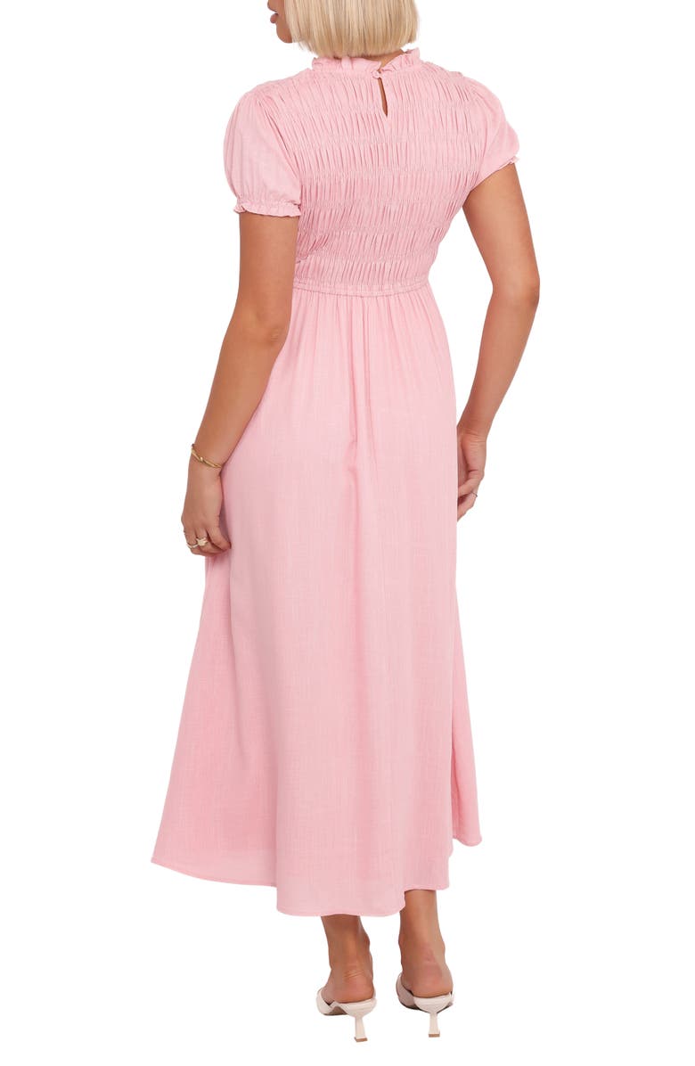 Petal & Pup Darla Smocked Puff Sleeve Midi Dress, Alternate, color, Pink
