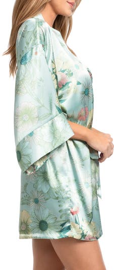 Stefani Floral Satin Wrap Robe