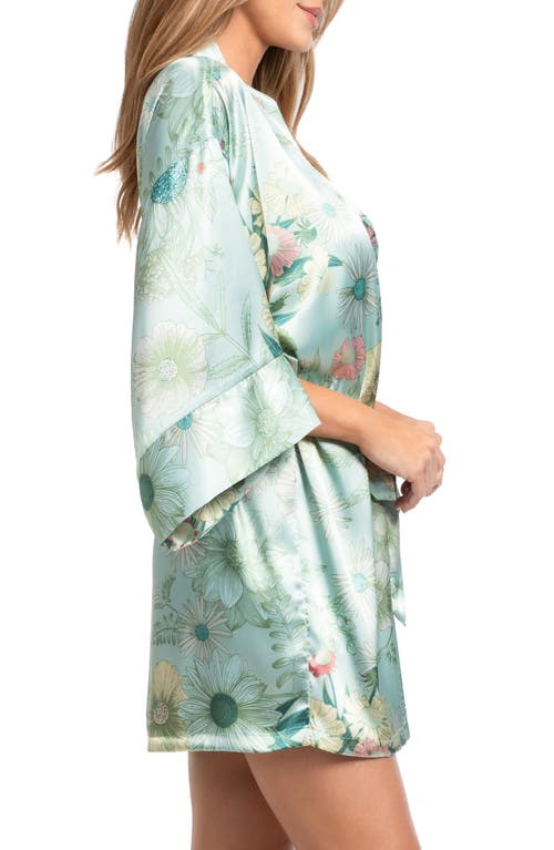 In Bloom By Jonquil Stefani Floral Satin Wrap Robe In Multi