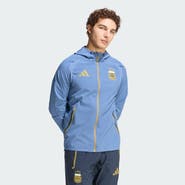 adidas Men's adidas  Blue Argentina National Team FIFA x World Cup Tiro Travel Raglan Full-Zip Windbreaker Hoodie