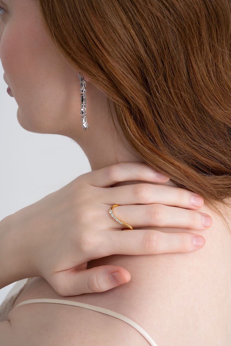 Curve Pave Ring, Alternate, color, Gold