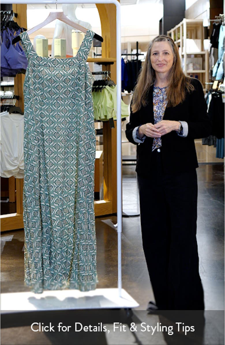 Medallion Print Wide Strap Maxi Dress, sales video thumbnail