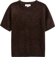 Nordstrom Brushed Leopard Print Short Sleeve Cashmere Sweater