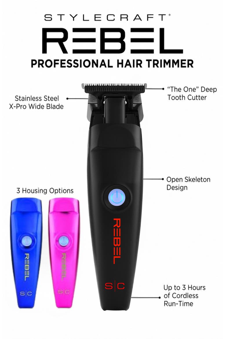 Rebel Professional Cordless Hair Trimmer, Alternate, color, Black