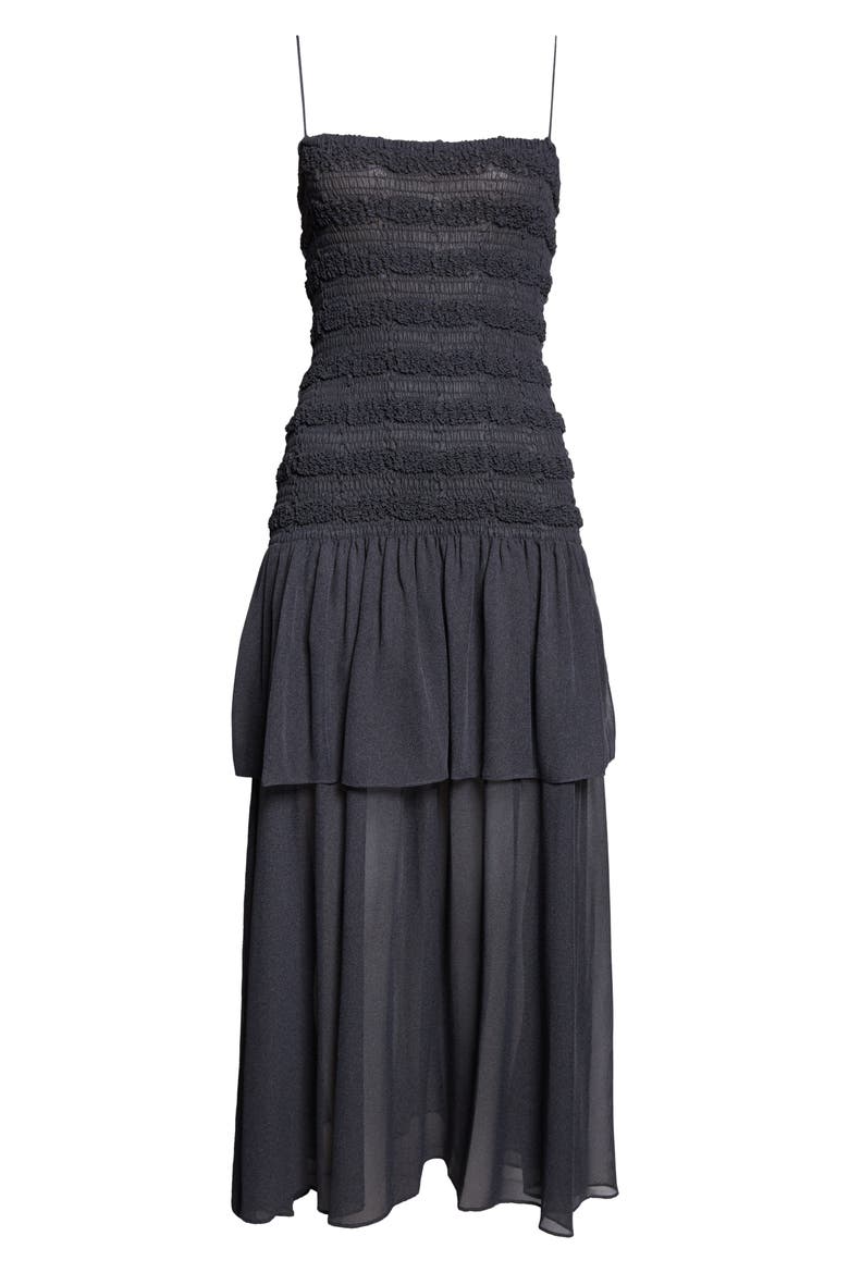 Michal Smocked Midi Dress, Alternate, color, DARK NAVY
