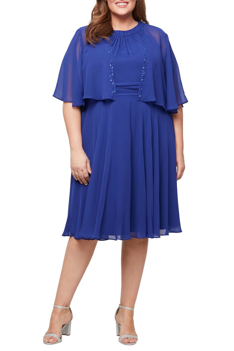 halter dress with jacket SL FASHIONS Beaded Detail Chiffon (Women) grade_e