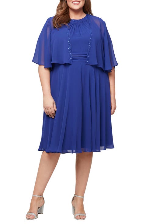 Beaded Detail Chiffon Halter Dress with Jacket (Plus)