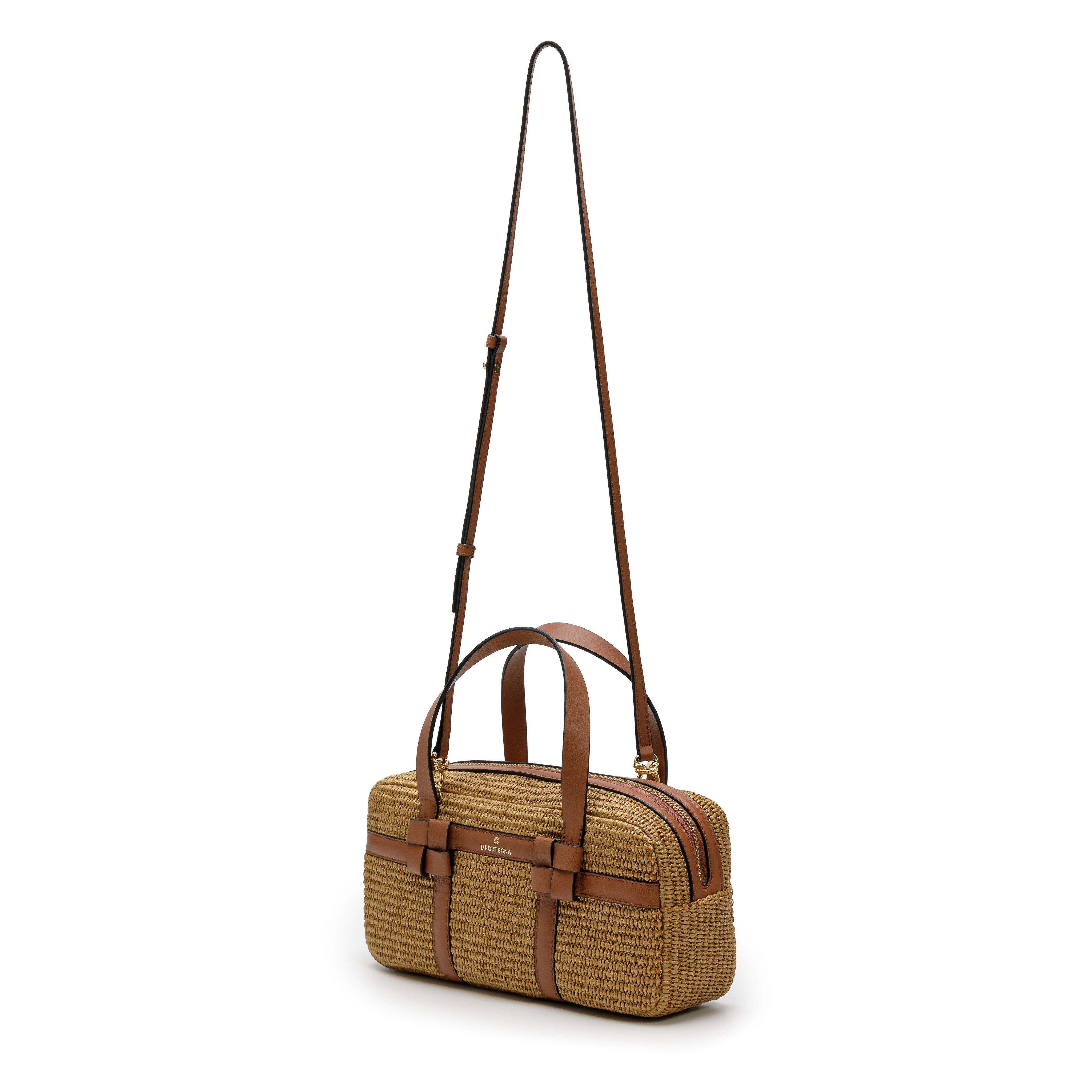 LA PORTEGNA Bibi Jute Bag With Shoulder Strap And Iconic Knots, Alternate, color, Light Brown