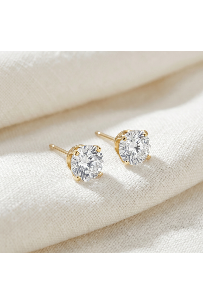 1 Carat (ctw) Diamond Studs in 14k or Gold Lab Grown, Alternate, color, 14k Yellow Gold