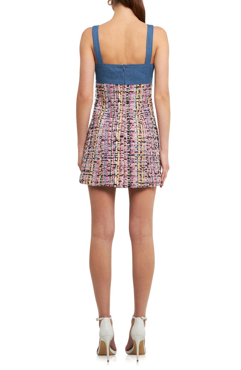 Endless Rose Tweed Square Neck Shift Dress, Alternate, color, 