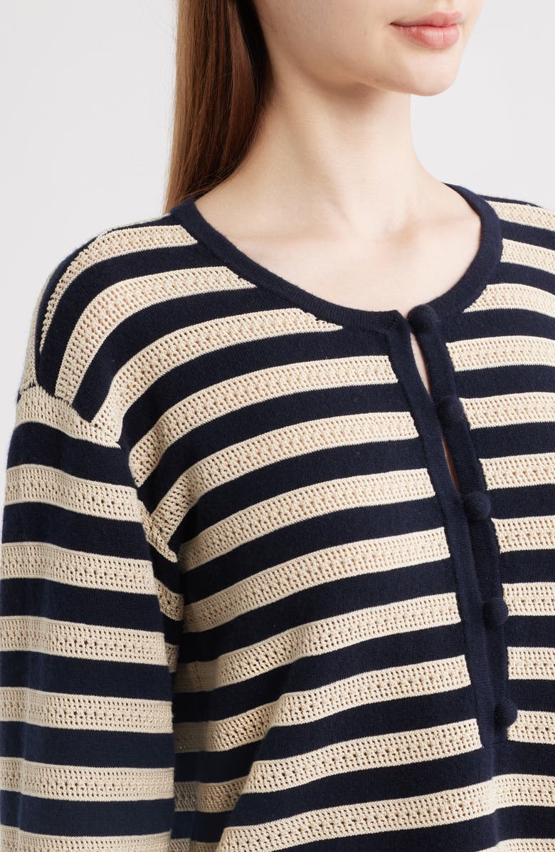 FRAME The Easy Captain Stripe Sweater, Alternate, color, Cream Multi