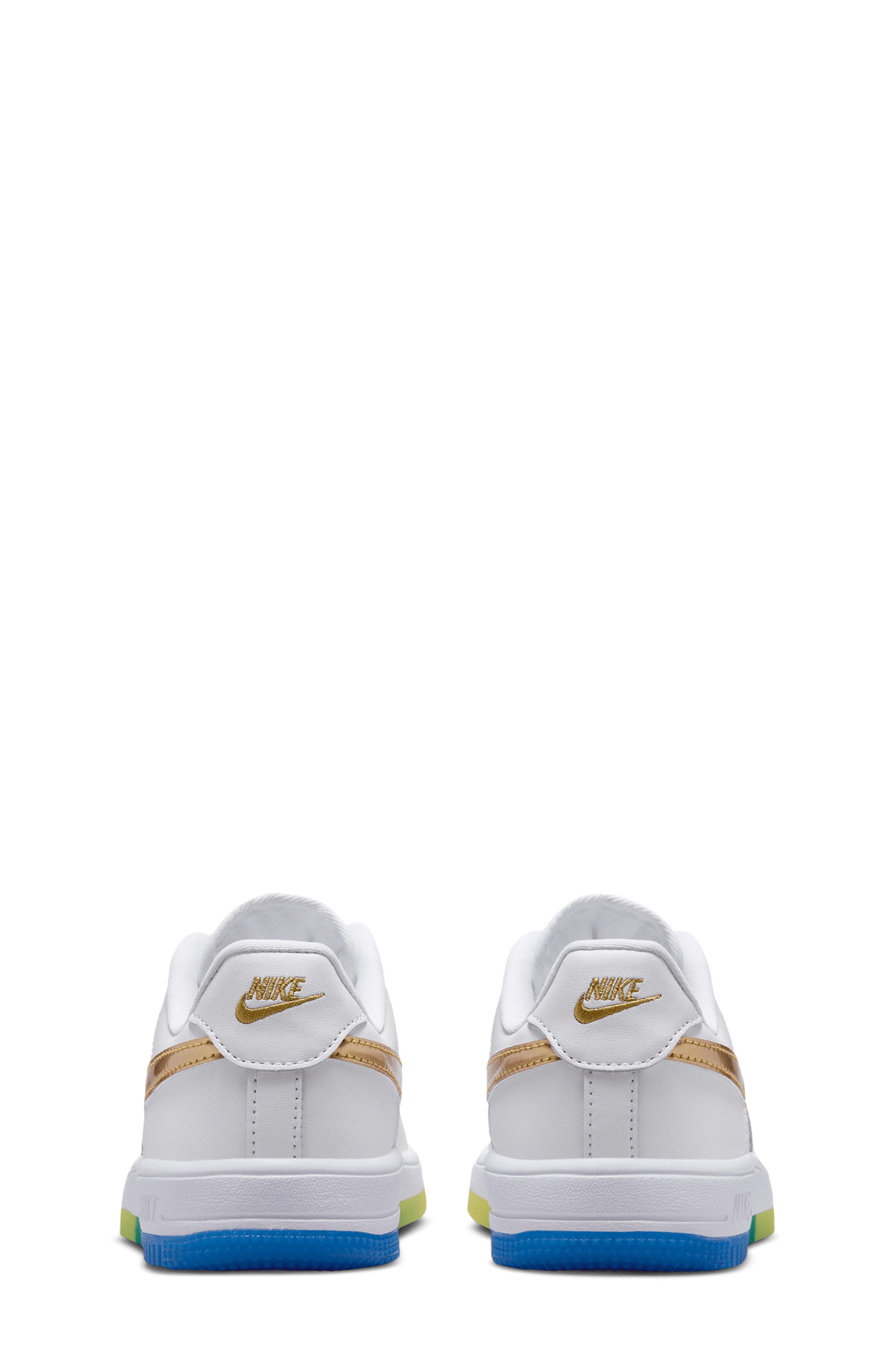 Nike Kids' Air Force 1 Low Basketball Sneaker, Alternate, color, White/ Soar/ Yellow/ Gold