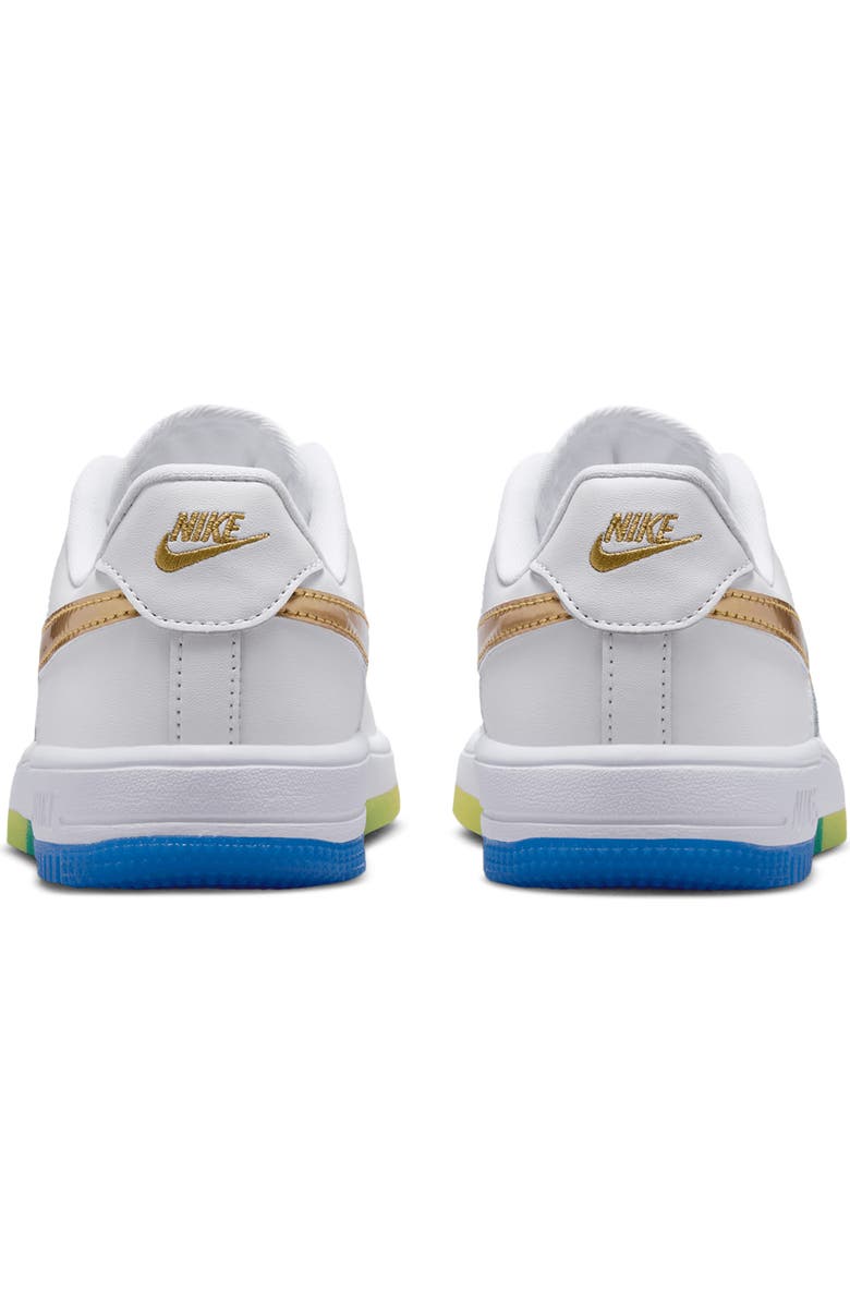 Nike Kids' Air Force 1 Low Basketball Sneaker, Alternate, color, White/ Soar/ Yellow/ Gold
